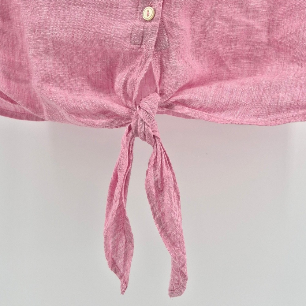 Talbots Pink 100%‎ Linen Sleeveless Button-Front Tie-Hem Top Women's Medium - Picture 5 of 9